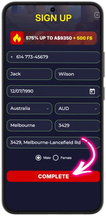 Slota Casino registration complete - submit form and activate account