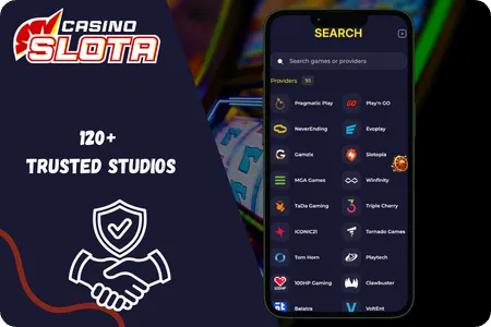 Slota Casino game providers - Pragmatic Play Evolution NetEnt BGaming 120 studios